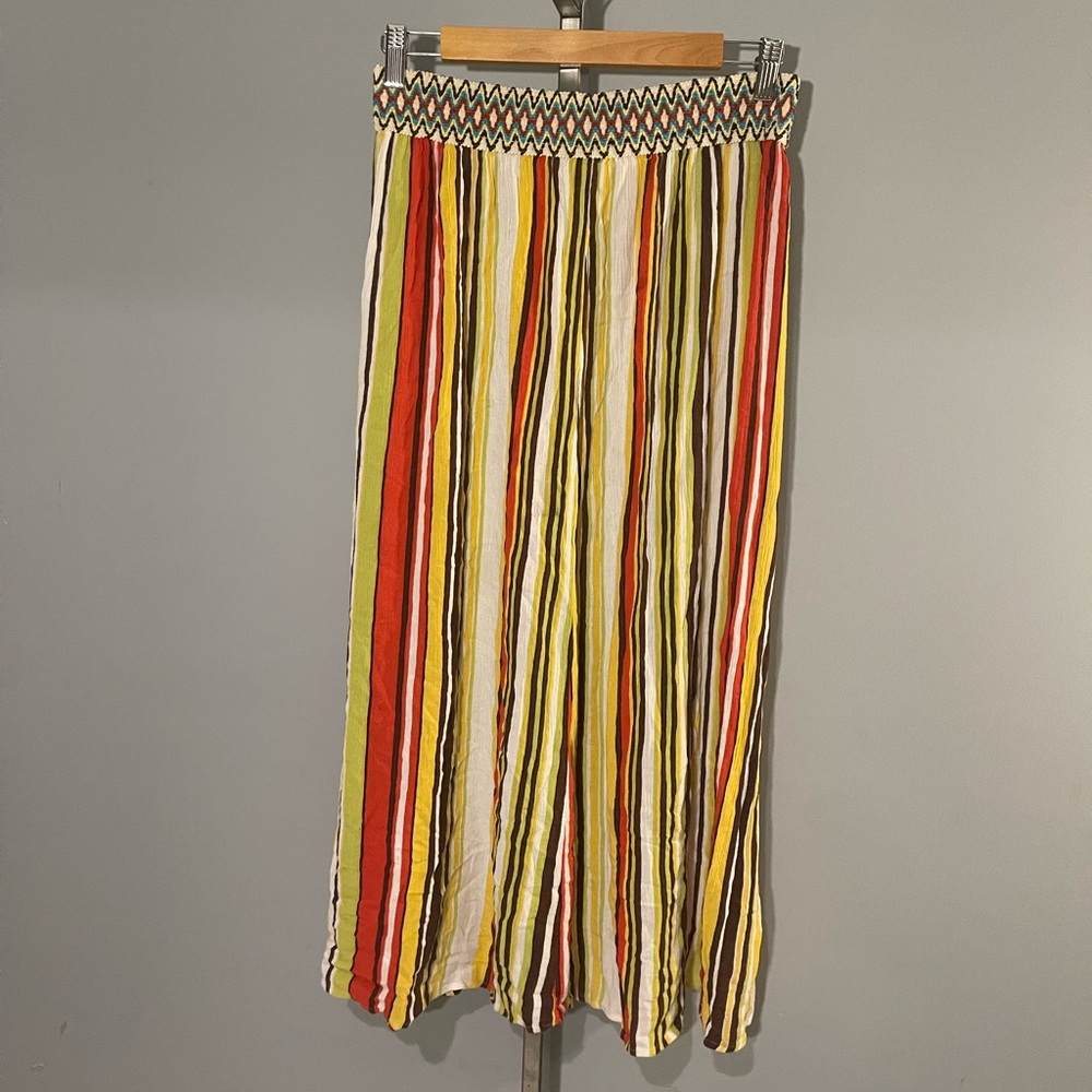 Long striped boho bohemian hippie maxi skirt with slit Venus size Small - Picture 3 of 7